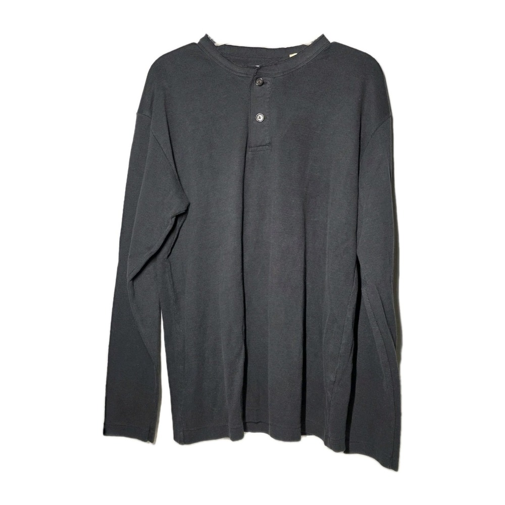 Billy Reid Black Henley Long Sleeve Classic Casual Lightweight Shirt Size XXLG